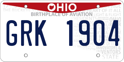 OH license plate GRK1904