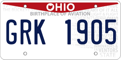 OH license plate GRK1905