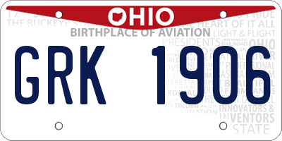 OH license plate GRK1906