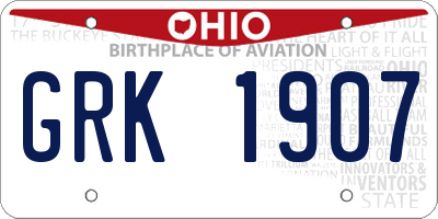 OH license plate GRK1907