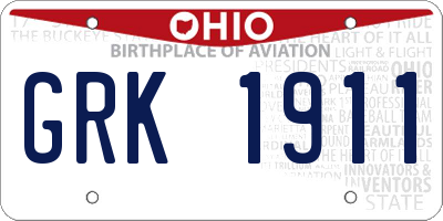 OH license plate GRK1911