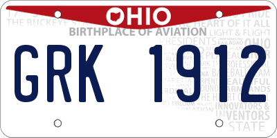 OH license plate GRK1912