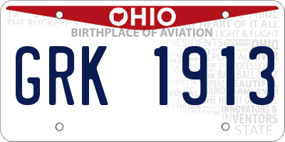 OH license plate GRK1913