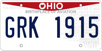 OH license plate GRK1915