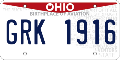 OH license plate GRK1916