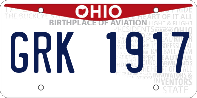 OH license plate GRK1917