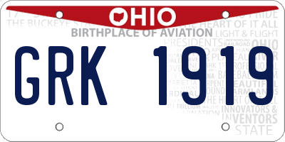 OH license plate GRK1919