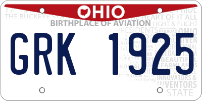 OH license plate GRK1925