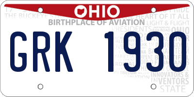 OH license plate GRK1930