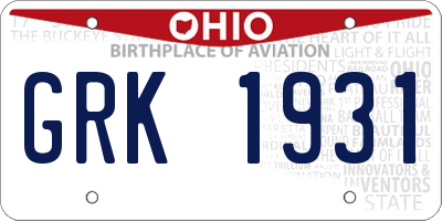 OH license plate GRK1931