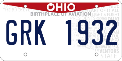 OH license plate GRK1932