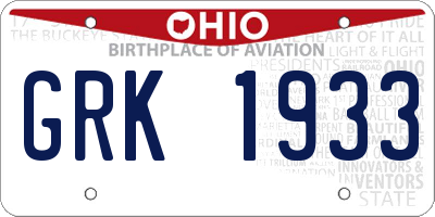 OH license plate GRK1933