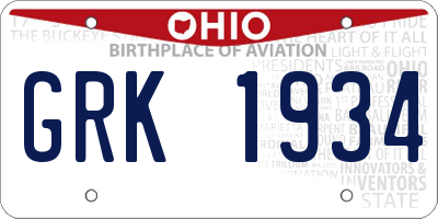 OH license plate GRK1934