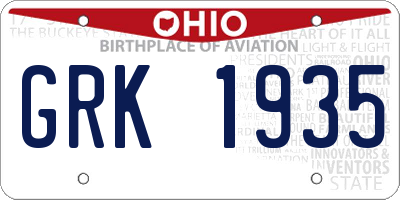 OH license plate GRK1935