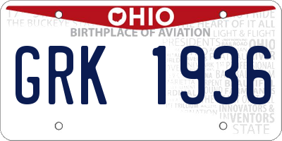 OH license plate GRK1936