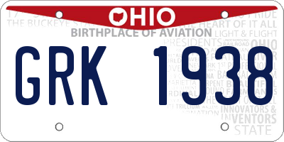 OH license plate GRK1938