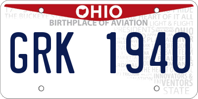 OH license plate GRK1940