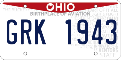 OH license plate GRK1943