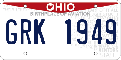 OH license plate GRK1949