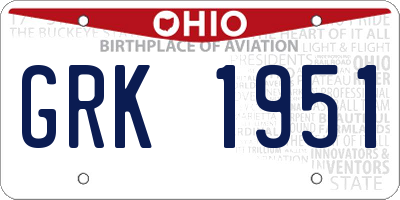 OH license plate GRK1951