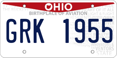 OH license plate GRK1955