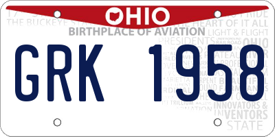 OH license plate GRK1958