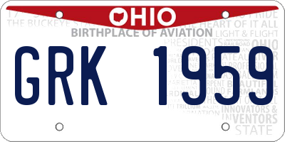 OH license plate GRK1959
