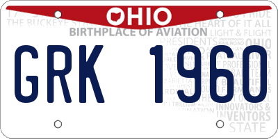 OH license plate GRK1960