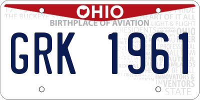 OH license plate GRK1961