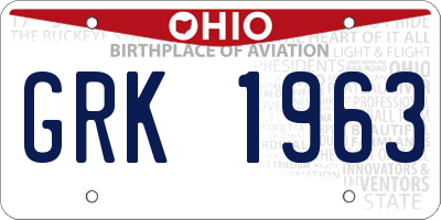 OH license plate GRK1963