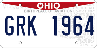OH license plate GRK1964