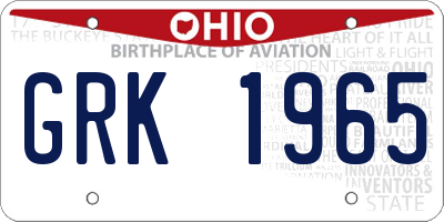 OH license plate GRK1965
