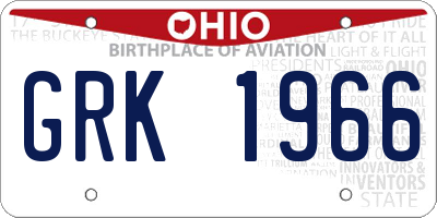 OH license plate GRK1966