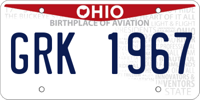 OH license plate GRK1967