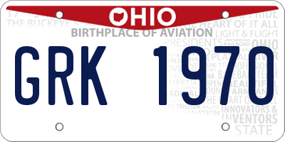 OH license plate GRK1970