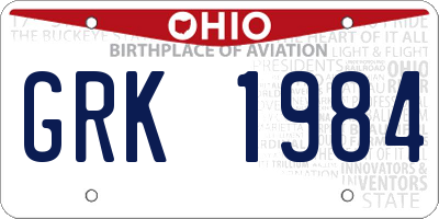 OH license plate GRK1984