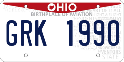 OH license plate GRK1990