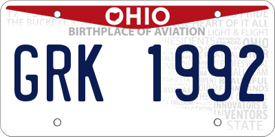 OH license plate GRK1992