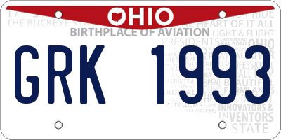 OH license plate GRK1993