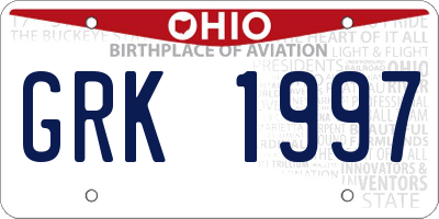 OH license plate GRK1997