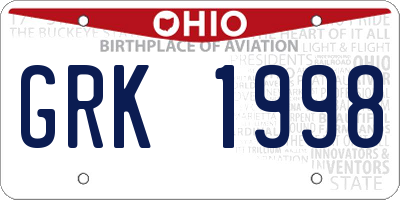 OH license plate GRK1998