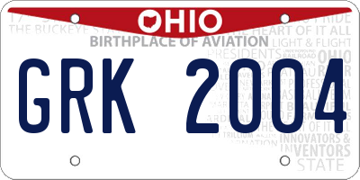 OH license plate GRK2004