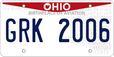 OH license plate GRK2006