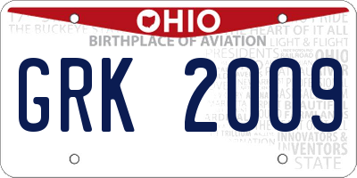 OH license plate GRK2009