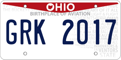 OH license plate GRK2017