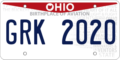 OH license plate GRK2020