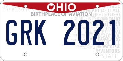 OH license plate GRK2021