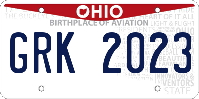 OH license plate GRK2023