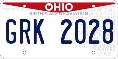 OH license plate GRK2028