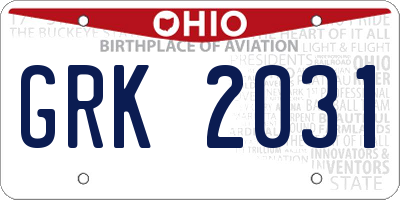 OH license plate GRK2031